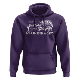 Funny Fishing Hoodie Can't Work Today My Arm Is in A Cast TS09 Purple Print Your Wear