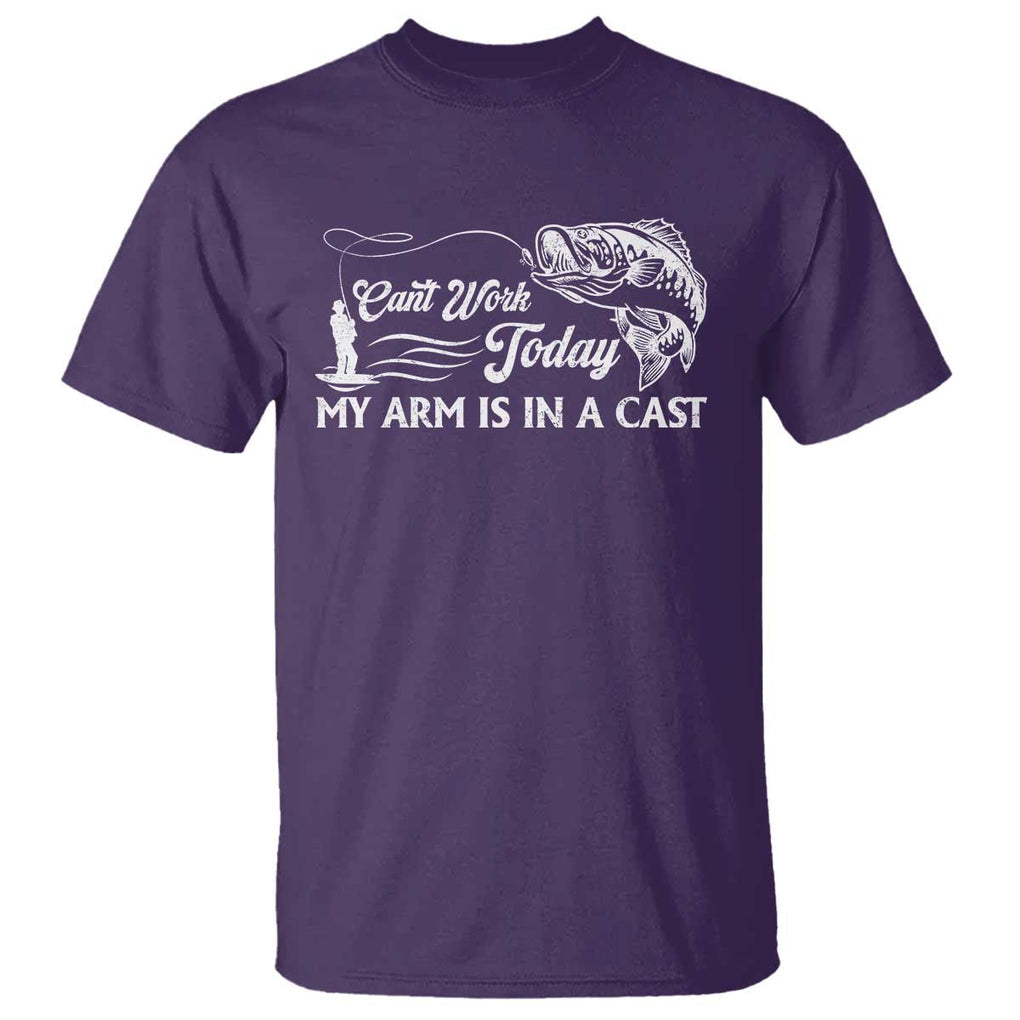 Funny Fishing T Shirt Can't Work Today My Arm Is in A Cast TS09 Purple Print Your Wear