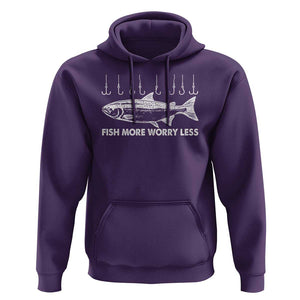 Funny Fishing Hoodie Fish More Worry Less TS09 Purple Print Your Wear
