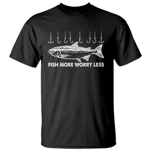 Funny Fishing T Shirt Fish More Worry Less TS09 Black Print Your Wear