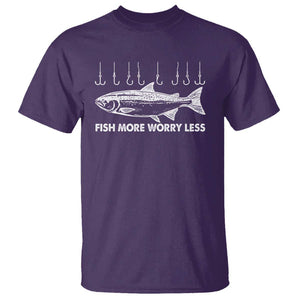 Funny Fishing T Shirt Fish More Worry Less TS09 Purple Print Your Wear