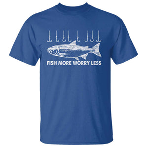 Funny Fishing T Shirt Fish More Worry Less TS09 Royal Blue Print Your Wear