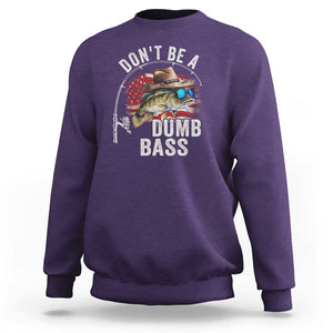 Funny Fishing Sweatshirt Don't Be A Dumb Bass America Flag TS09 Purple Print Your Wear