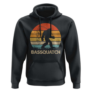 Funny Bigfoot Fishing Hoodie Bassquatch Retro Sasquatch Fisherman TS09 Black Print Your Wear