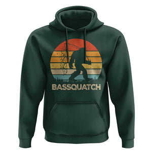 Funny Bigfoot Fishing Hoodie Bassquatch Retro Sasquatch Fisherman TS09 Dark Forest Green Print Your Wear