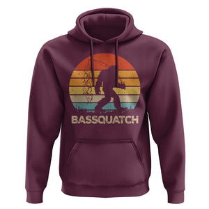 Funny Bigfoot Fishing Hoodie Bassquatch Retro Sasquatch Fisherman TS09 Maroon Print Your Wear