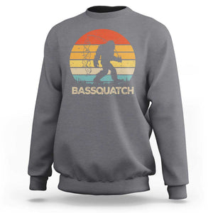 Funny Bigfoot Fishing Sweatshirt Bassquatch Retro Sasquatch Fisherman TS09 Charcoal Print Your Wear