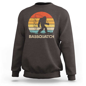 Funny Bigfoot Fishing Sweatshirt Bassquatch Retro Sasquatch Fisherman TS09 Dark Chocolate Print Your Wear