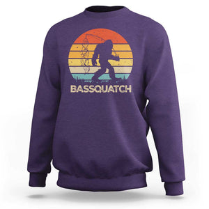 Funny Bigfoot Fishing Sweatshirt Bassquatch Retro Sasquatch Fisherman TS09 Purple Print Your Wear