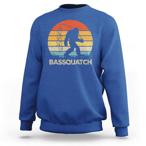 Funny Bigfoot Fishing Sweatshirt Bassquatch Retro Sasquatch Fisherman TS09 Royal Blue Print Your Wear