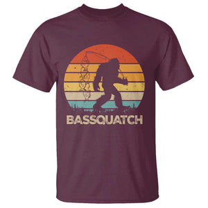 Funny Bigfoot Fishing T Shirt Bassquatch Retro Sasquatch Fisherman TS09 Maroon Print Your Wear