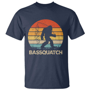 Funny Bigfoot Fishing T Shirt Bassquatch Retro Sasquatch Fisherman TS09 Navy Print Your Wear