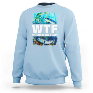 WTF Where's The Fish Fisherman Sweatshirt TS09 Light Blue Print Your Wear