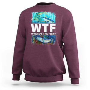 WTF Where's The Fish Fisherman Sweatshirt TS09 Maroon Print Your Wear