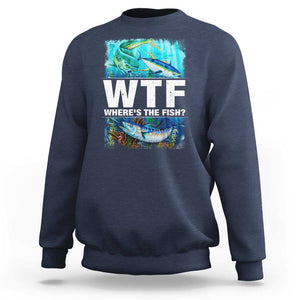 WTF Where's The Fish Fisherman Sweatshirt TS09 Navy Print Your Wear