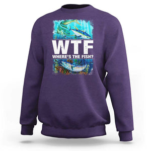 WTF Where's The Fish Fisherman Sweatshirt TS09 Purple Print Your Wear