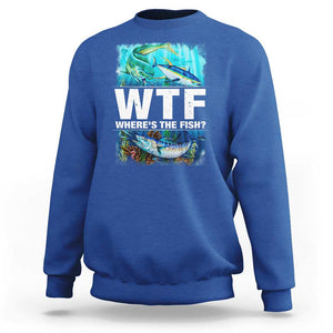 WTF Where's The Fish Fisherman Sweatshirt TS09 Royal Blue Print Your Wear