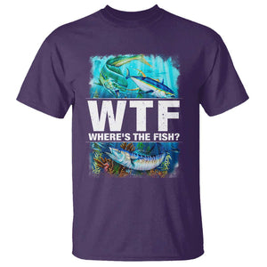 WTF Where's The Fish Fisherman T Shirt TS09 Purple Print Your Wear