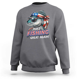 Funny Fishing Sweatshirt Make Fishing Great Again Cool Fish America Flag TS09 Charcoal Print Your Wear