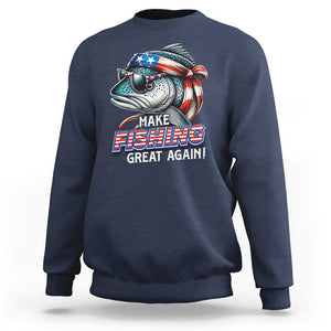 Funny Fishing Sweatshirt Make Fishing Great Again Cool Fish America Flag TS09 Navy Print Your Wear