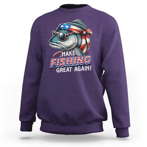 Funny Fishing Sweatshirt Make Fishing Great Again Cool Fish America Flag TS09 Purple Print Your Wear