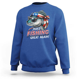 Funny Fishing Sweatshirt Make Fishing Great Again Cool Fish America Flag TS09 Royal Blue Print Your Wear