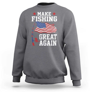 Funny Fisherman Sweatshirt Make Fishing Great Again America Flag TS09 Charcoal Print Your Wear