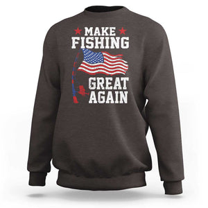 Funny Fisherman Sweatshirt Make Fishing Great Again America Flag TS09 Dark Chocolate Print Your Wear