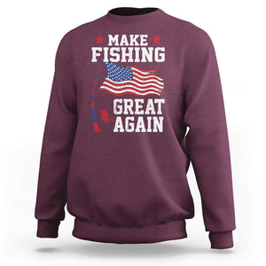 Funny Fisherman Sweatshirt Make Fishing Great Again America Flag TS09 Maroon Print Your Wear