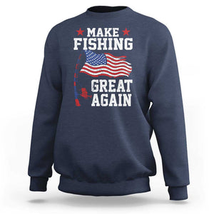 Funny Fisherman Sweatshirt Make Fishing Great Again America Flag TS09 Navy Print Your Wear