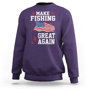 Funny Fisherman Sweatshirt Make Fishing Great Again America Flag TS09 Purple Print Your Wear