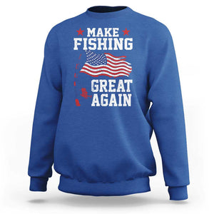 Funny Fisherman Sweatshirt Make Fishing Great Again America Flag TS09 Royal Blue Print Your Wear