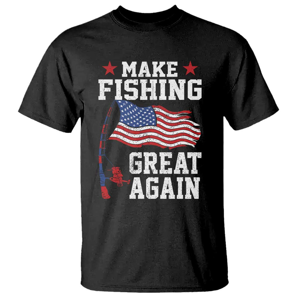 Funny Fisherman T Shirt Make Fishing Great Again America Flag TS09 Black Print Your Wear