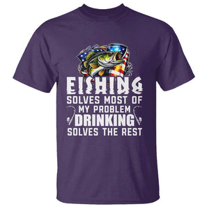 Funny Fishing Drinking T Shirt Fishing Solves Most Of My Problems Drinking Solves The Rest TS09 Purple Print Your Wear