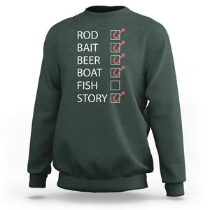 Funny Fishing Check Off List Sweatshirt TS09 Dark Forest Green Print Your Wear