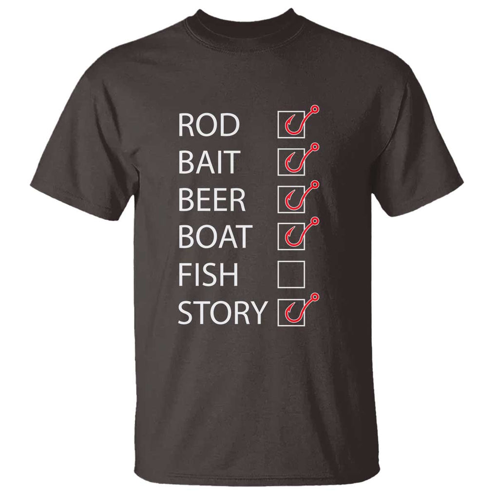 Funny Fishing Check Off List T Shirt TS09 Dark Chocolate Print Your Wear