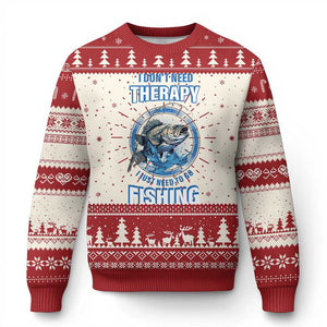 Funny Fishing Ugly Christmas Sweater I Don't Need Therapy I Just Need To Go Fishing TS09 Red Print Your Wear