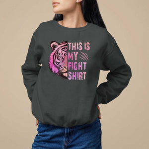 Breast Cancer Sweatshirt This Is My Fight Pink Tiger Warrior TS09 Dark Heather Print Your Wear