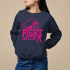 Pink Breast Cancer Sweatshirt Fight Like A Lion Roar For A Cure TS09 Navy Print Your Wear