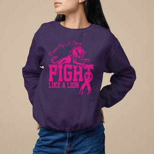 Pink Breast Cancer Sweatshirt Fight Like A Lion Roar For A Cure TS09 Purple Print Your Wear