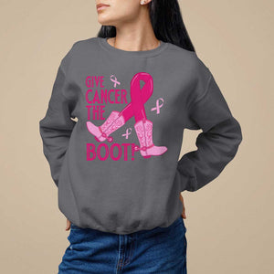 Breast Cancer Sweatshirt Give Cancer The Boot Cowgirl Western Cowboy TS09 Charcoal Print Your Wear