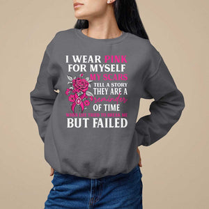 Pink Breast Cancer Sweatshirt I Wear Pink For Myself My Scars Tell A Story TS09 Charcoal Print Your Wear