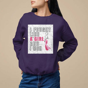 Pink Breast Cancer Sweatshirt I Fought Like A Girl And I Won TS09 Purple Print Your Wear