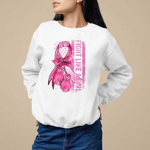 Breast Cancer Sweatshirt Fight Like A Girl Pink American Flag TS09 White Print Your Wear