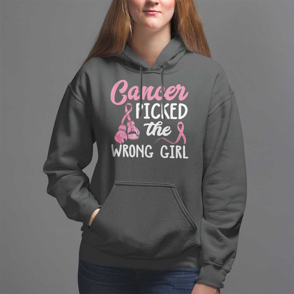 Breast Cancer Hoodie Cancer Picked The Wrong Girl TS09 Black Print Your Wear