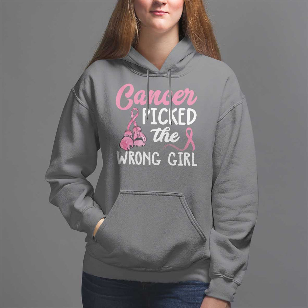 Breast Cancer Hoodie Cancer Picked The Wrong Girl TS09 Charcoal Print Your Wear
