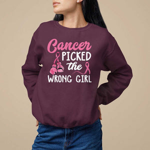 Breast Cancer Sweatshirt Cancer Picked The Wrong Girl TS09 Maroon Print Your Wear