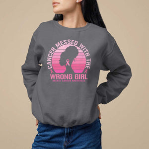 Breast Cancer Sweatshirt Cancer Messed With The Wrong Girl TS09 Charcoal Print Your Wear