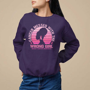 Breast Cancer Sweatshirt Cancer Messed With The Wrong Girl TS09 Purple Print Your Wear