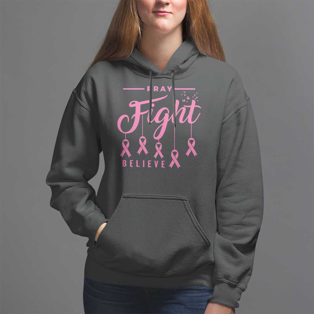 Breast Cancer Hoodie Pray Fight Believe TS09 Black Print Your Wear